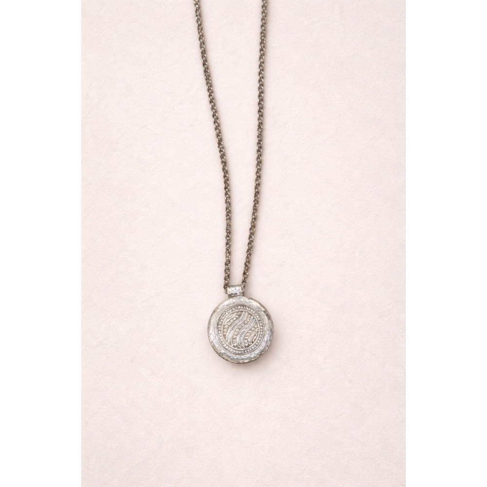 Brighton Portal Necklace Womens OS Silver Reversible Hammered Scroll Pendant
